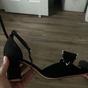 Amazon Black Heels with Rhinestone Details